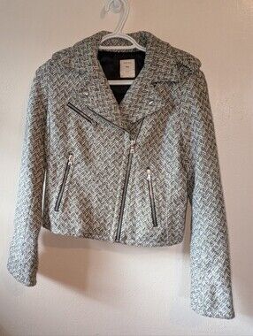 GAP Herringbone Grey Moto Jacket